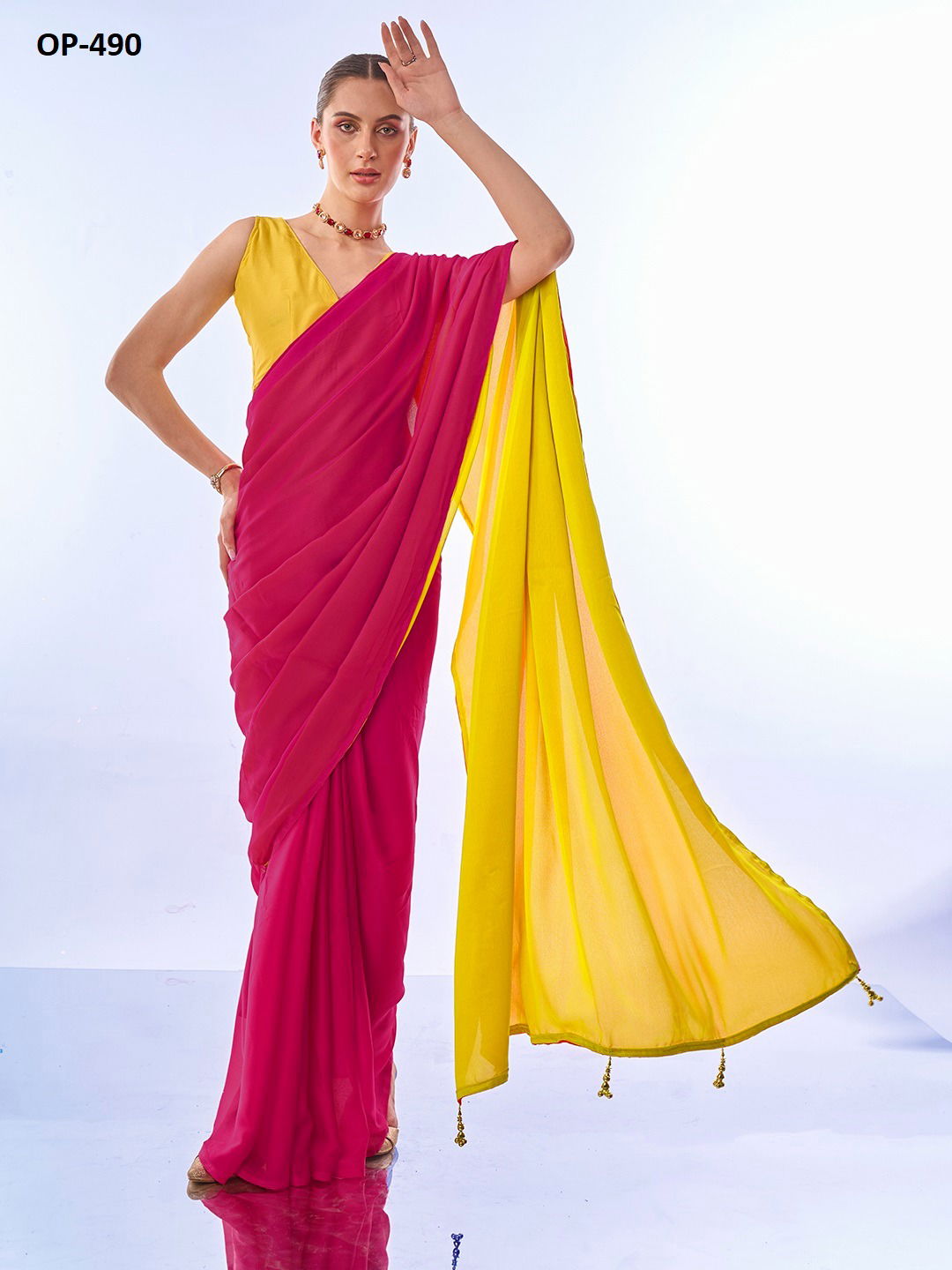 Laxminam OP 490 Rangoli Plain Chiffon Party Wear Sarees Wholesale Shop In Surat	
